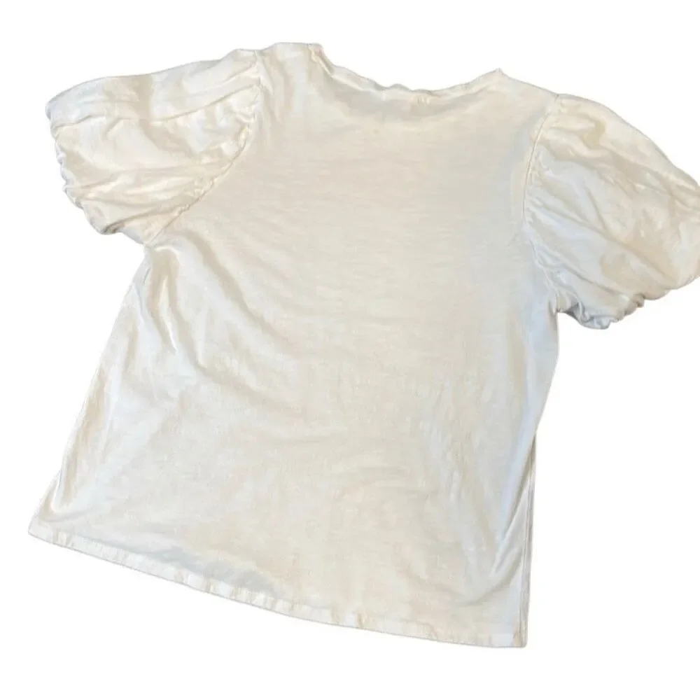 Wasabi + Mint White 100% Cotton Puff Sleeve Pull Over T-shirt M
